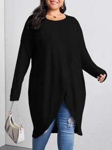 SHEIN LUNE Camiseta bajo túlipan cruzada - Negro - Ver 3