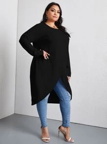 SHEIN LUNE Camiseta bajo túlipan cruzada - Negro - Ver 4