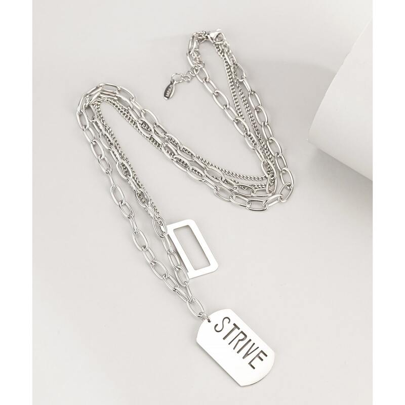 

Guys Letter Engraved Geo Charm Necklace, Silver