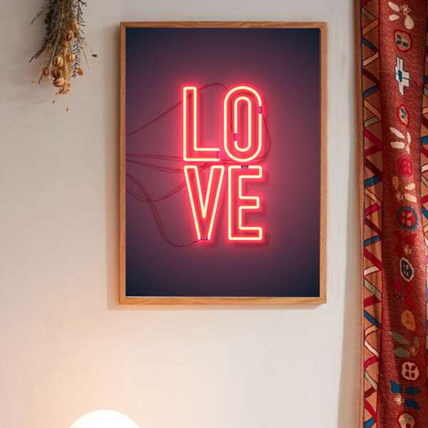 

Letter Graphic Wall Painting Without Frame, Multicolor