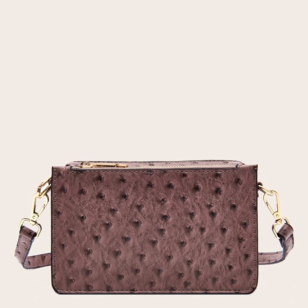 

Ostrich Pattern Crossbody Bag, Dusty purple