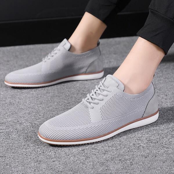 

Men Lace-up Front Low Top Knit Sneakers, Grey