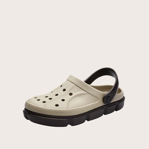 

Men Hollow Out Slingback Vented Clogs, Khaki