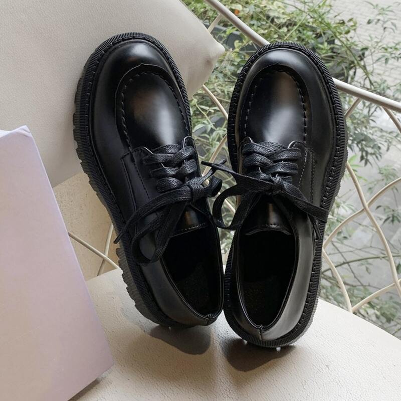 

Lace-up Front Platform Oxfords, Black
