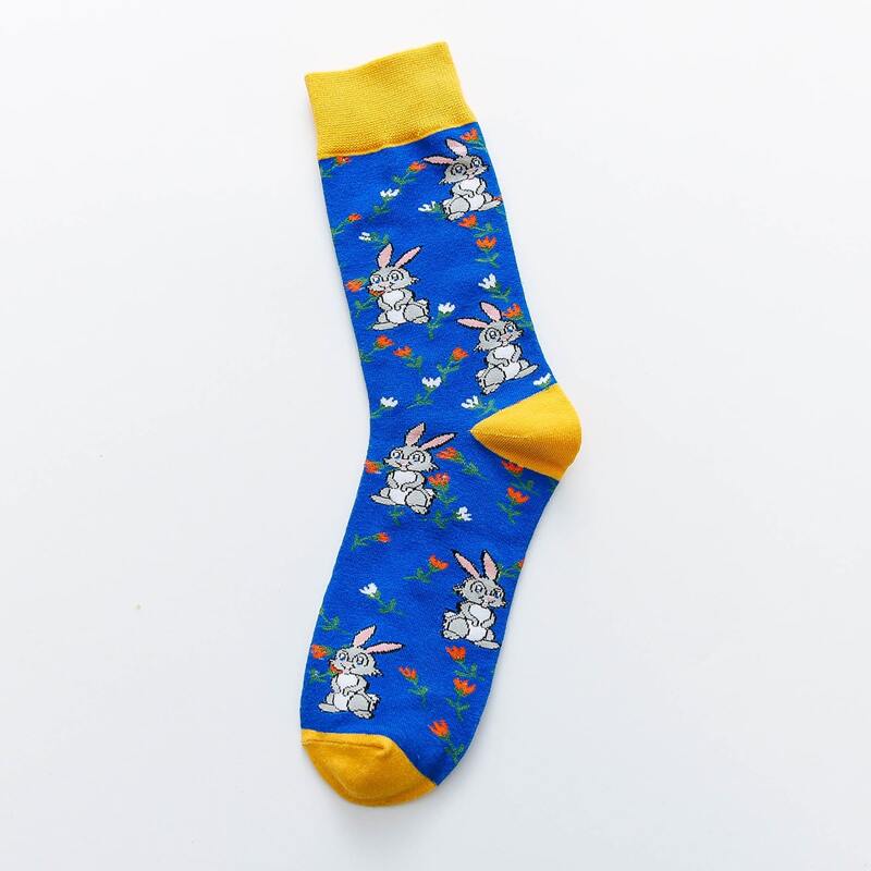 

1pair Cartoon Rabbit Crew Socks, Blue