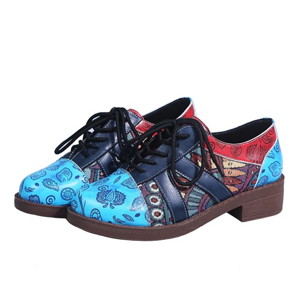 

Allover Graphic Lace-up Front Oxfords Shoes, Multicolor