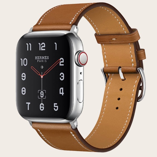 

1pc PU Leather Apple Watchband, Brown