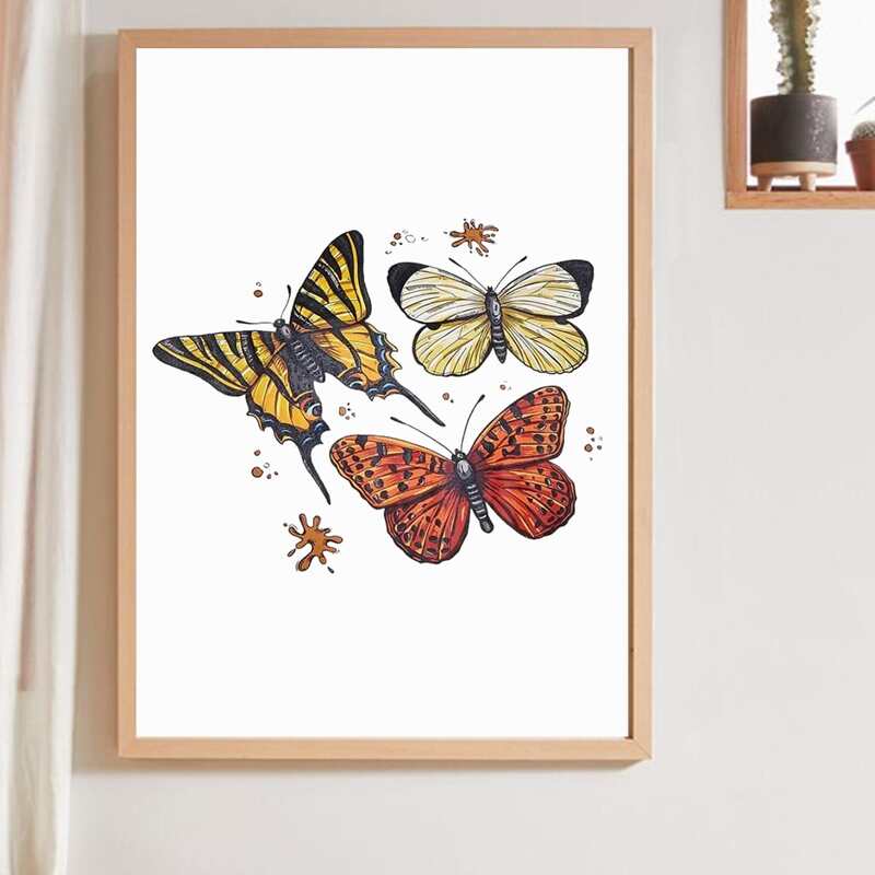 

Butterfly Print Wall Painting Without Frame, White