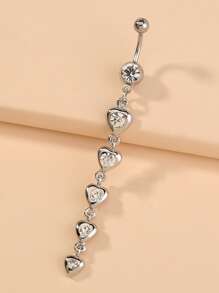 Nooxian 水鑽裝飾腹部條形中性時尚朋克身體穿刺首飾 - 銀色 - 查看 1
