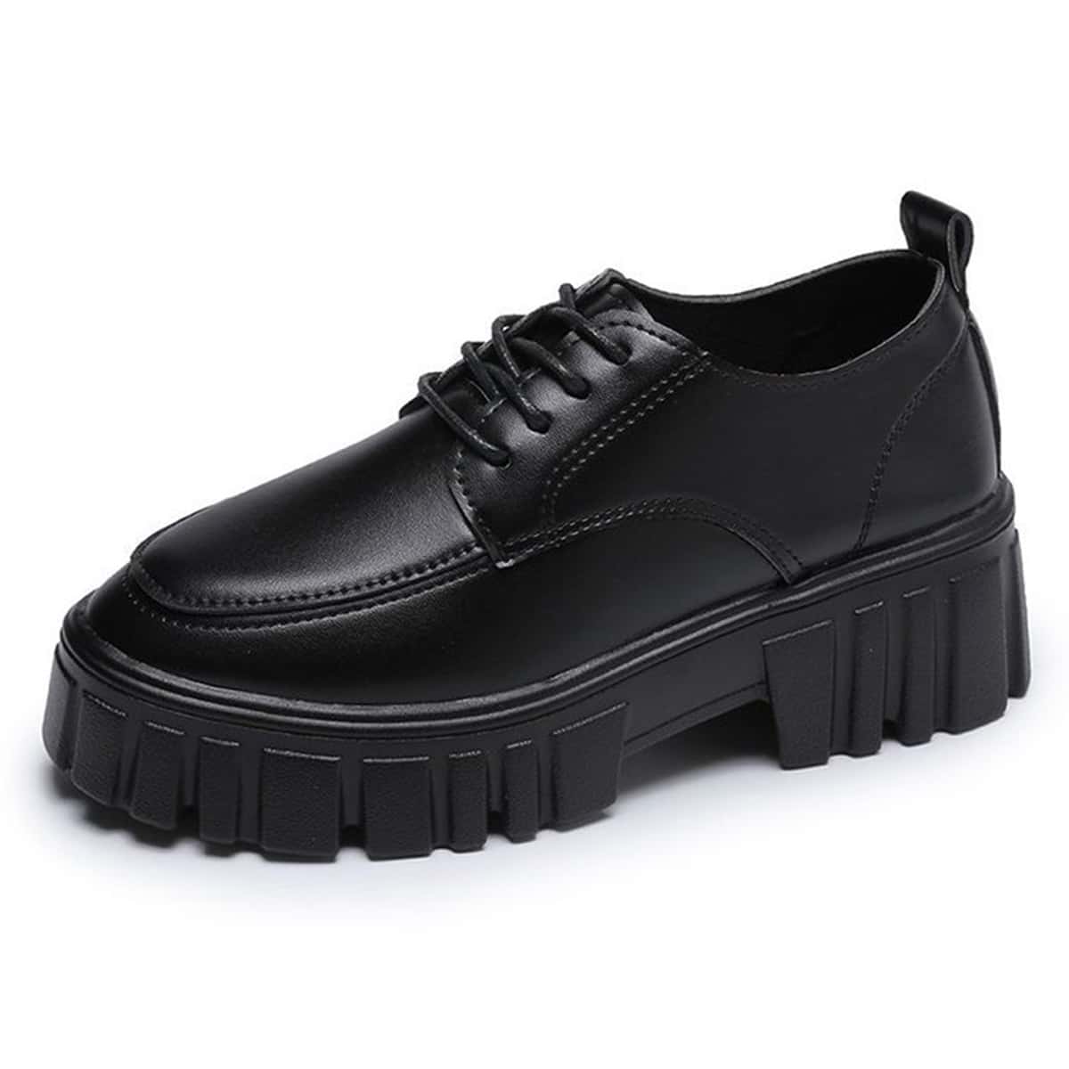 

Lace-up Front Platform Oxfords, Black