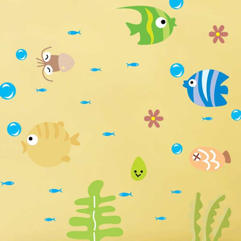 

1sheet Kids Cartoon Fish Print Wall Sticker, Multicolor