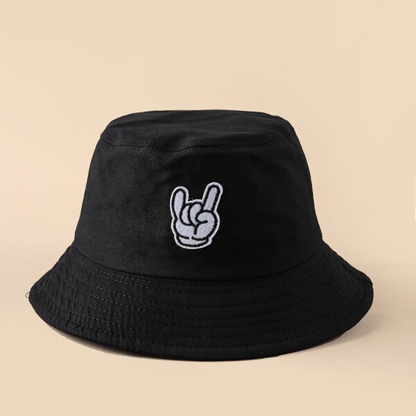 

Gesture Patch Decor Bucket Hat, Black