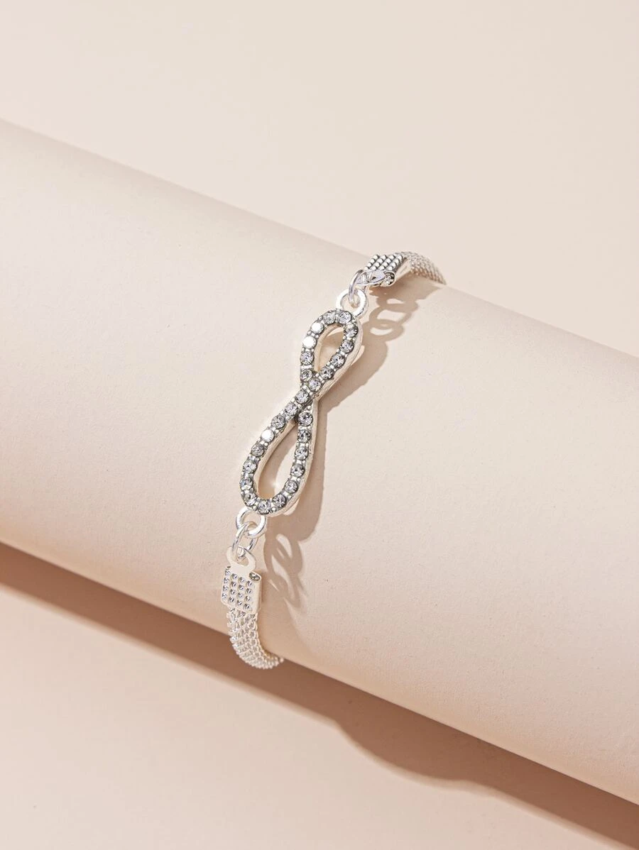 水鑽無窮裝飾手鐲 - 銀色 - 查看 1