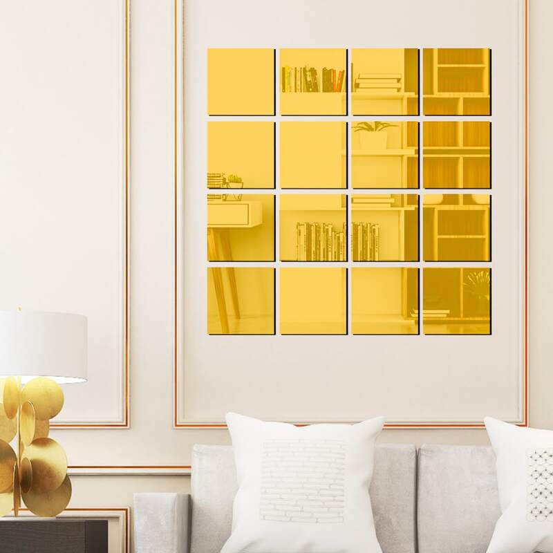 

16pcs Mirror Surface Wall Sticker, Gold