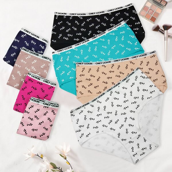 

4pack Plus Leaf Print Panty Set, Multicolor