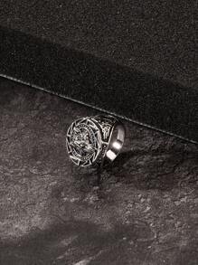 Men Animal Decor Ring - Antique Silver - View 3