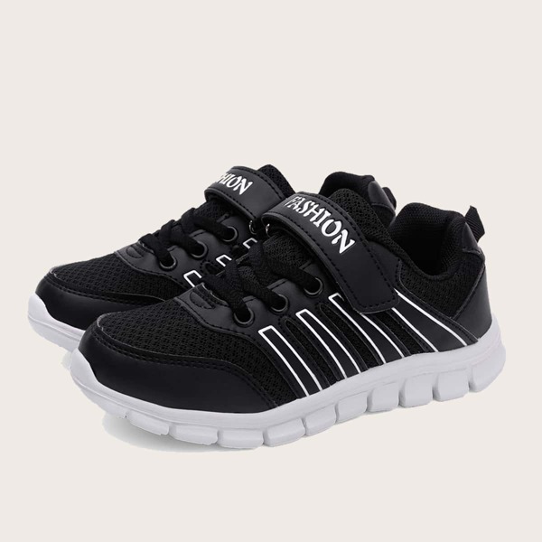 

Boys Letter Graphic Velcro Strap Sneakers, Black