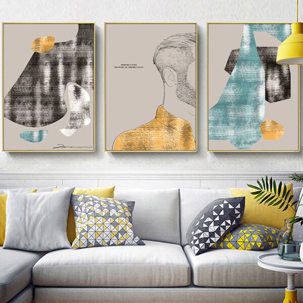 

3pcs Abstract Pattern Wall Painting Without Frame, Multicolor