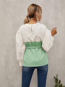 SHEIN LUNE Top 2 en 1 con cinturón de color combinado - Multicolor - Ver 2