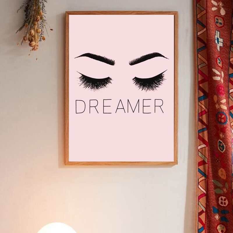 

Eyelash Print Wall Painting Without Frame, Pink