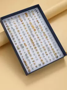 100對隨機風格水鑽裝飾耳環 - 彩色 - 查看 1