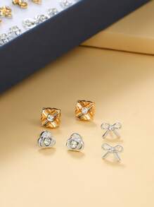 100對隨機風格水鑽裝飾耳環 - 彩色 - 查看 2