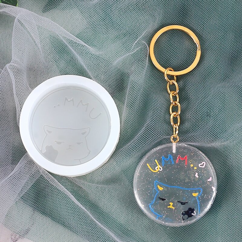 

1pc Cartoon Cat DIY Keychain Epoxy Mold, White