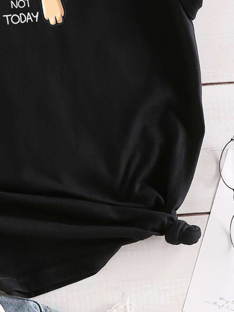 SHEIN Unity Dog & Slogan Graphic Tee - Black - View 3