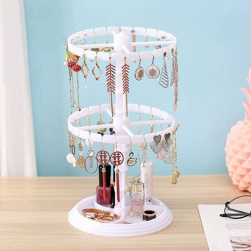 

1pc Rotatable Jewelry Storage Rack, White