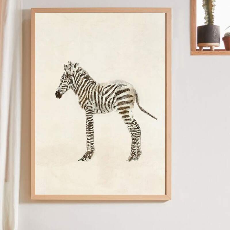 

Zebra Print Wall Painting Without Frame, Beige