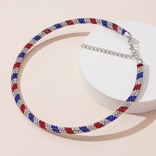 

Rhinestone Overlay Choker, Multicolor