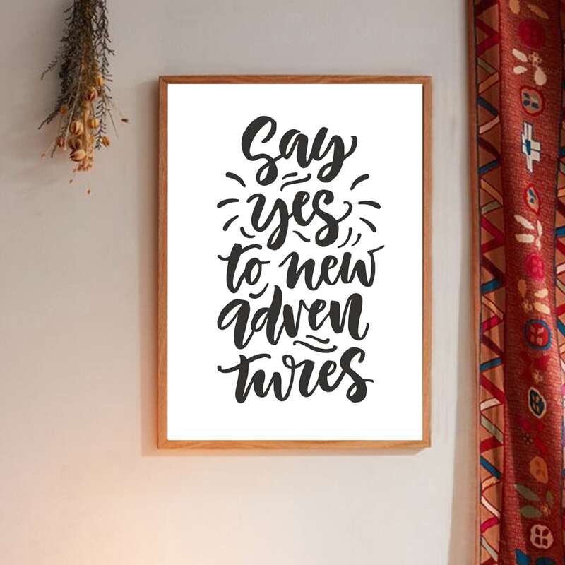 Slogan Graphic Wall Painting Without Frame, White
