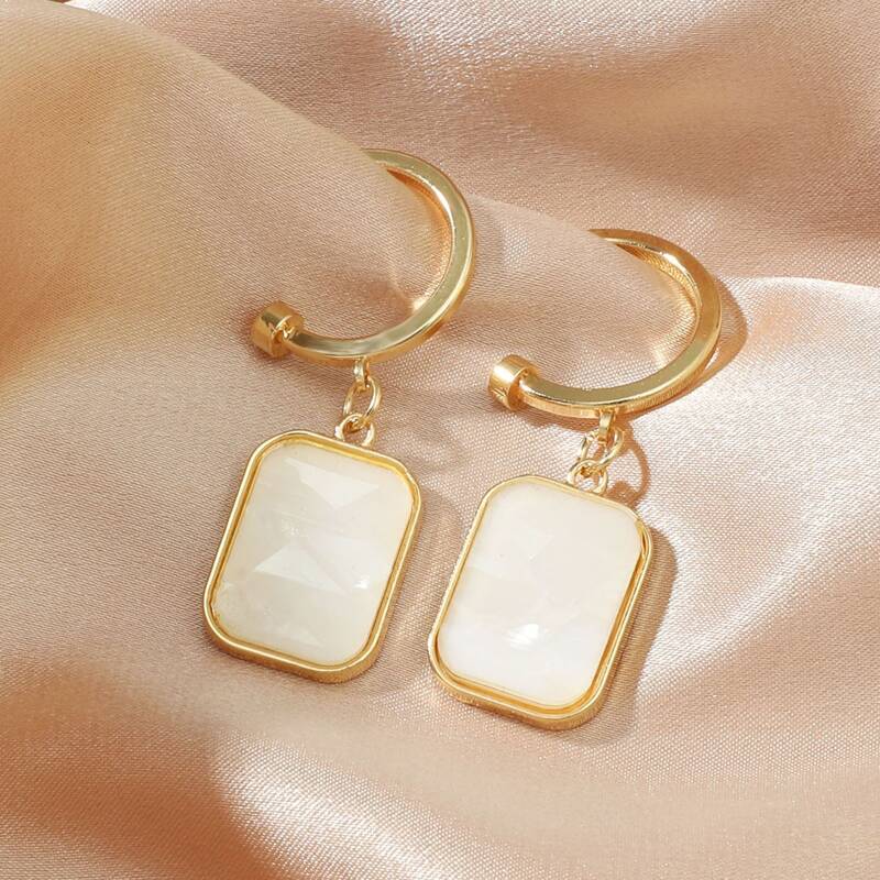 

Rectangle Drop Earrings, Gold