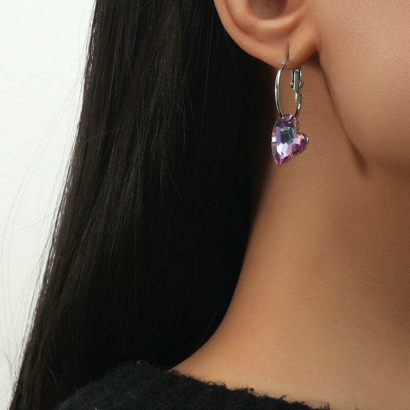 

Crystal Heart Drop Earrings, Silver