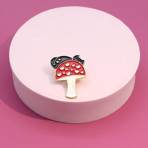 

Kids Mushroom Design Brooch, Multicolor