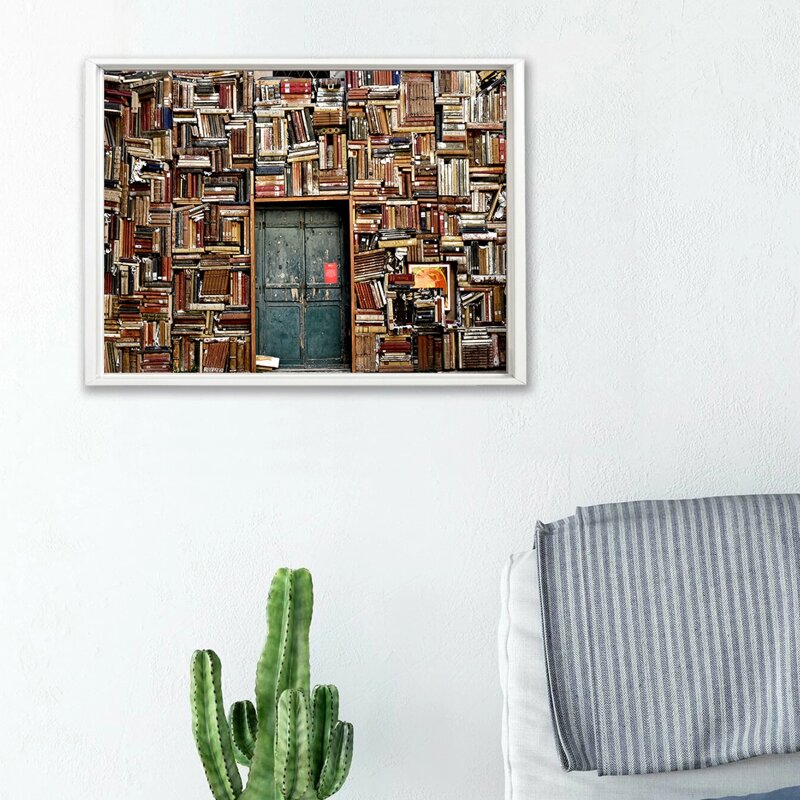

Bookshelf Print Wall Painting Without Frame, Multicolor