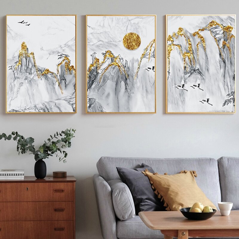 

3pcs Landscape Print Wall Painting Without Frame, Multicolor