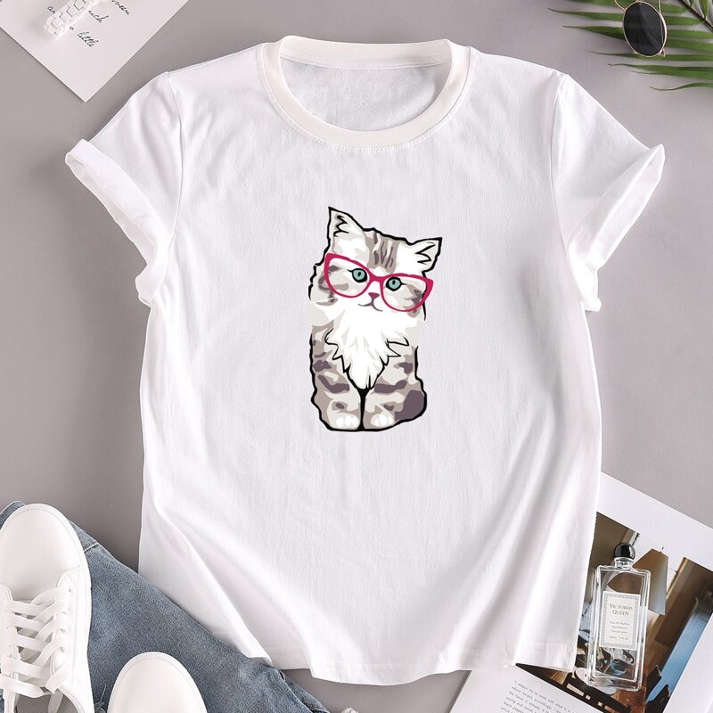 

Cat Print Tee, White