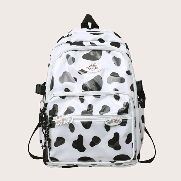 

Cow Print Backpack, Black and white
