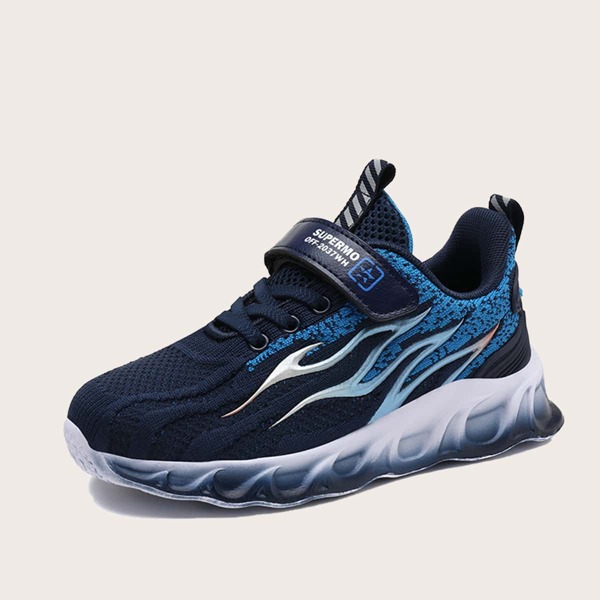 

Boys Flame Graphic Knit Sneakers, Blue