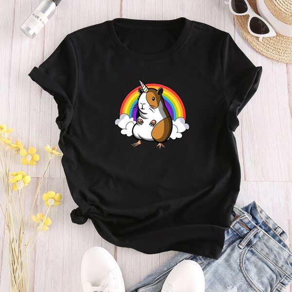 

Rainbow And Animal Print Tee, Black