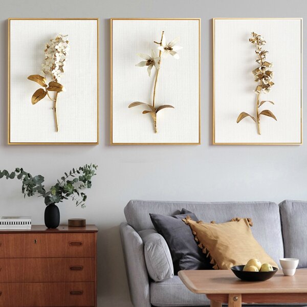 

3pcs Flower Print Wall Painting Without Frame, Multicolor