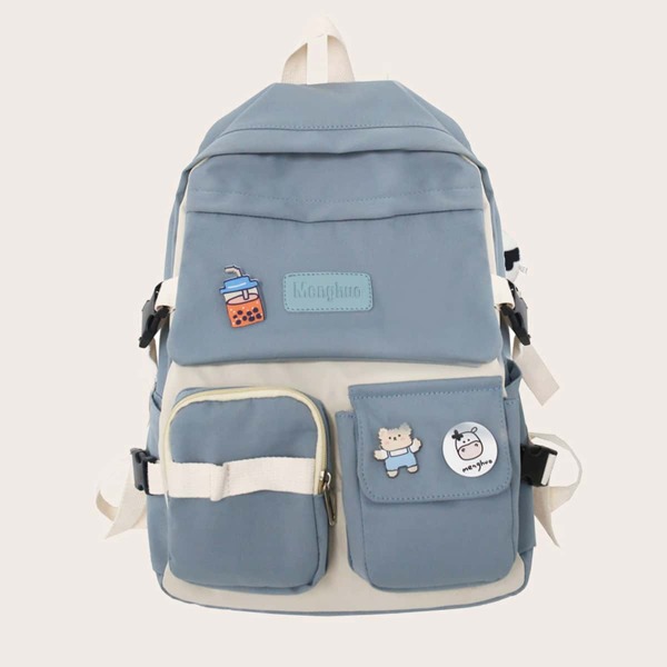 

Pocket Front Two Tone Backpack, Blue