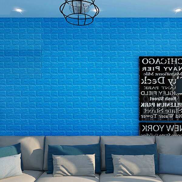 

1sheet 3D Brick Pattern Polyfoam Wallpaper Sticker, Blue