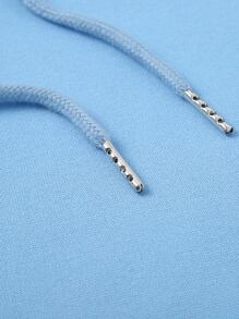 SHEIN EZwear Kangaroo Pocket Thermal Lined Drawstring Hoodie - Baby Blue - View 4