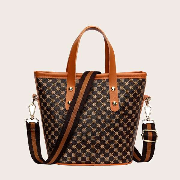 

Quilted Bucket Bag, Brown