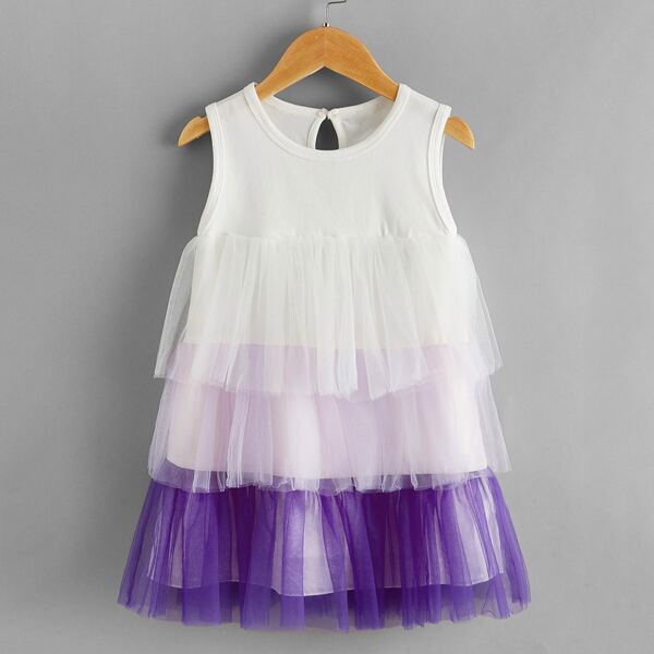 

Toddler Girls Tiered Layer Mesh Babydoll Dress, Multicolor