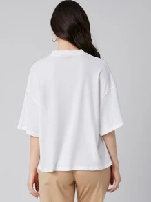 Seusyu Mock-Neck Rib-knit Top - White - View 2