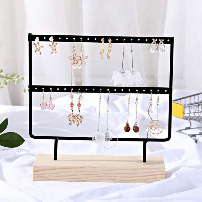 

1pc Double Layer Earring Storage Rack, Black
