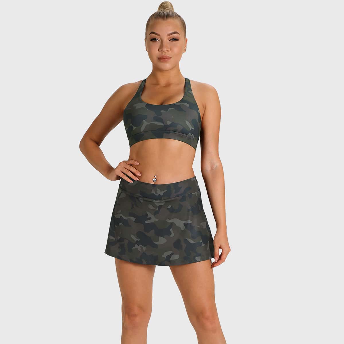

Camo Pocket Detail Sports Skort, Multicolor